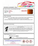 Data Safety Sheet Vauxhall Mokka Orange Rock G6V 2013-2017 Orange Instructions for use paint