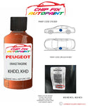 paint code location plate Peugeot 206CC Orange Tangerine KHDD, KHD 1998-2018 Orange Touch Up Paint