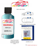 paint code location sticker Vauxhall Meriva Oriental Blue 689R/21Z 2009-2013 Blue plate find code