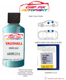 paint code location sticker Vauxhall Astra Converible Oriental Blue 689R/21Z 2009-2013 Blue plate find code