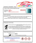 Data Safety Sheet Vauxhall Astra Converible Oriental Blue 689R/21Z 2009-2013 Blue Instructions for use paint