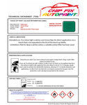 Data saftey sheet T4 Van/Camper Ontario Green LH6J 1998-2020 Green instructions for use