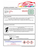 Data Safety Sheet Vauxhall Karl Pastel Green Gp9 2017-2018 Green Instructions for use paint