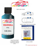 paint code location sticker Vauxhall Zafira Petrol 53E/20M 2001-2004 Blue plate find code