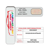 colour swatch card  Peugeot 405 Beige Tibesti ECX, P0CX, P3CX 1987-1995 Beige Touch Up Paint
