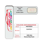 colour swatch card  Peugeot 205 Cabrio Blanc Beta EWL 1986-1994 White Touch Up Paint