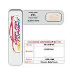 colour swatch card  Peugeot 205 Blanc Beta EWL 1986-1994 White Touch Up Paint