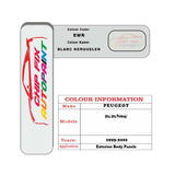 colour swatch card  Peugeot 504 Blanc Kerguelen EWR 1995-2001 White Touch Up Paint