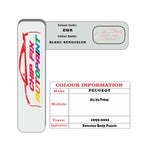 colour swatch card  Peugeot 504 Pickup Blanc Kerguelen EWR 1995-2001 White Touch Up Paint