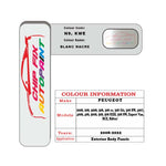 colour swatch card  Peugeot 2008 Blanc Nacre N9, KWE 2008-2022 White Touch Up Paint