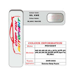 colour swatch card  Peugeot 308 SW Blanc Nacre N9, KWE 2008-2022 White Touch Up Paint
