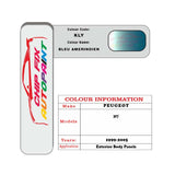 colour swatch card  Peugeot 307 Bleu Amerindien KLY 1999-2005 Blue Touch Up Paint