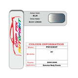 colour swatch card  Peugeot 307 Bleu Leman KLH 2000-2006 Blue Touch Up Paint