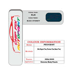 colour swatch card  Peugeot Partner Van Bleu Sydney KLK 1994-2000 Blue Touch Up Paint