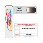 colour swatch card  Peugeot 406 Dolomites KDA 2002-2012 Brown Touch Up Paint