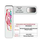 colour swatch card  Peugeot Expert Van Gris Artense KCA 2013-2022 Silver Grey Touch Up Paint