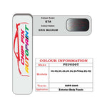 colour swatch card  Peugeot 306 Gris Magnum ETA 1988-1996 Silver Grey Touch Up Paint