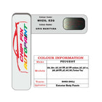colour swatch card  Peugeot 307 Gris Manitoba M0ZQ, EZQ 2002-2014 Silver Grey Touch Up Paint