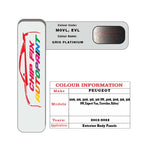 colour swatch card  Peugeot 5008 Gris Platinium M0VL, EVL 2012-2022 Silver Grey Touch Up Paint