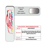 colour swatch card  Peugeot 306 Gris Quartz EYC 1992-2017 Silver Grey Touch Up Paint