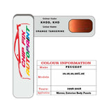 colour swatch card  Peugeot 206CC Orange Tangerine KHDD, KHD 1998-2018 Orange Touch Up Paint