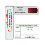 colour swatch card  Peugeot 806 Rouge Marquise EKM 1994-2001 Red Touch Up Paint