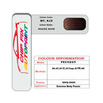 colour swatch card  Peugeot 206 Rouge Noir M7, KJX 2003-2020 Brown Touch Up Paint