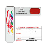 colour swatch card  Peugeot 504 Pickup Rouge Pompier 1380 1980-2007 Red Touch Up Paint