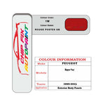 colour swatch card  Peugeot Bipper Van Rouge Postes Gb 1W 1999-2013 Red Touch Up Paint