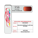 colour swatch card  Peugeot 308 SW Rouge Tourmaline V7, KHK 2007-2021 Red Touch Up Paint