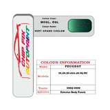 colour swatch card  Peugeot 106 Vert Grand Chelem M0QL, EQL 1995-1999 Green Touch Up Paint