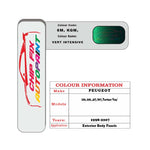 colour swatch card  Peugeot 206 Vert Intensive 6M, KQM, M0QM 1998-2007 Green Touch Up Paint