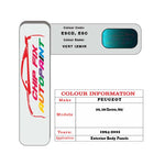 colour swatch card  Peugeot 106 Electric Vert Izmir ESCD, ESC 1994-2001 Green Touch Up Paint