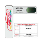 colour swatch card  Peugeot 306 Vert Nausica M0QU, EQU 1995-2001 Green Touch Up Paint