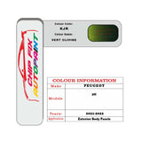 colour swatch card  Peugeot 308 Vert Olivine KJR 2021-2022 Green Touch Up Paint