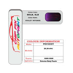 colour swatch card  Peugeot 306 Violet Intense M0LB, ELB 1999-1999 Blue Touch Up Paint