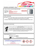 Data Safety Sheet Vauxhall Corsa Vxr Phantom/Rocky/Asteroid Grey 190/169V/Gwh 2013-2017 Grey Instructions for use paint