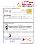 Data Safety Sheet Vauxhall Agila Pineapple Yellow 52U/485 1995-2007 Yellow Instructions for use paint