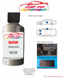 paint code location sticker Bmw 4 Series Platinum Silver Wc08 2014-2021 Grey plate find code