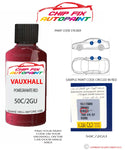 paint code location sticker Vauxhall Vectra Pomegranate Red 50C/2Gu 2005-2010 Red plate find code