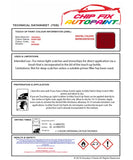 Data Safety Sheet Vauxhall Arena Poppy Red 74U 1997-2002 Red Instructions for use paint