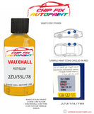 paint code location sticker Vauxhall Astra Post Yellow 2Zu/55L/789 1986-2021 Yellow plate find code