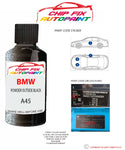 paint code location sticker Bmw X1 Powder Outside Black A45 2003-2022 Black plate find code