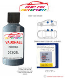 paint code location sticker Vauxhall Astra Premium Blue 293/25L 1998-2001 Blue plate find code