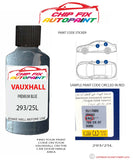 paint code location sticker Vauxhall Frontera Premium Blue 293/25L 1998-2001 Blue plate find code
