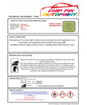 Data saftey sheet Caddy Van Primavera Green LJ6E 2010-2012 Green instructions for use