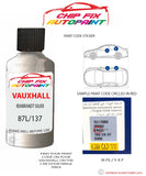 paint code location sticker Vauxhall Astra Cabrio Rembrandt Silver 87L/137 1999-2013 Grey plate find code