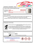Data Safety Sheet Vauxhall Tigra Rembrandt Silver 87L/137 1999-2013 Grey Instructions for use paint
