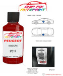 paint code location plate Peugeot Boxer Van Rouge Alpine P01F 2010-2010 Red Touch Up Paint