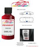 paint code location plate Peugeot 4008 Rouge Azuki E4M0, KEJ 2012-2016 Red Touch Up Paint